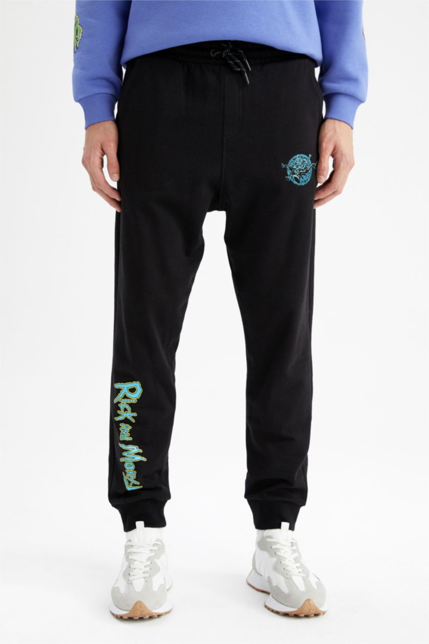 Мужчины Черный Штаны стандартного кроя Rick and Morty с карманами