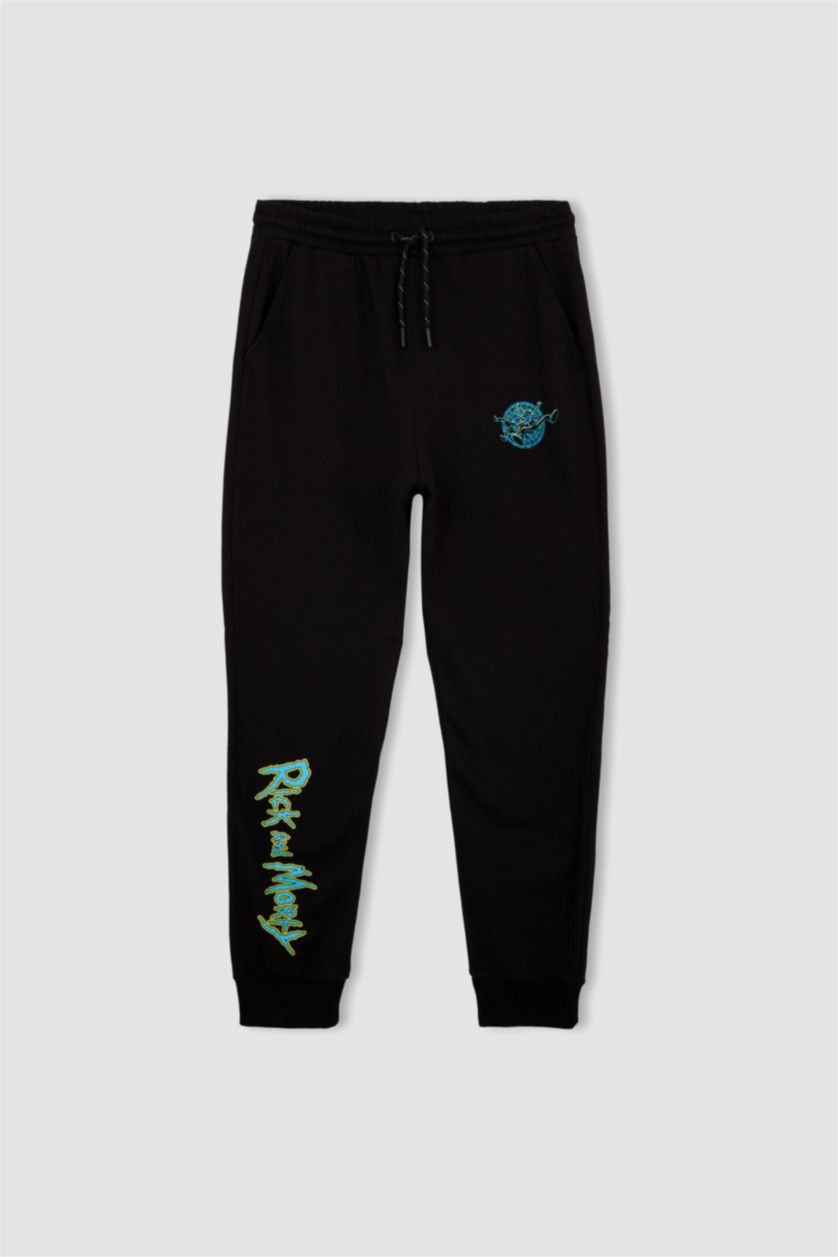 Мужчины Черный Штаны стандартного кроя Rick and Morty с карманами