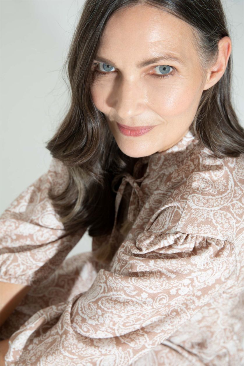 FEMME Marron Robe maxi à manches ballon et col en A