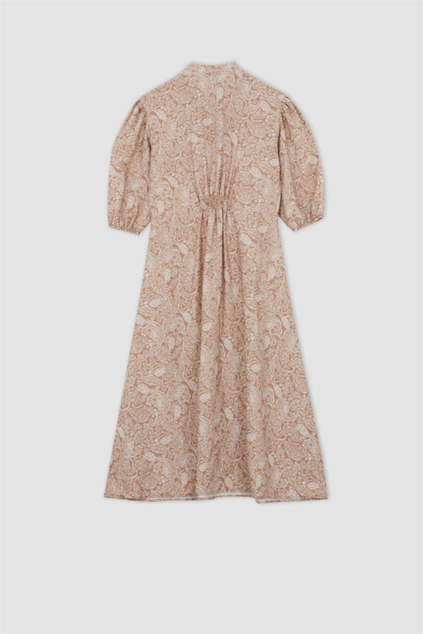 FEMME Marron Robe maxi à manches ballon et col en A