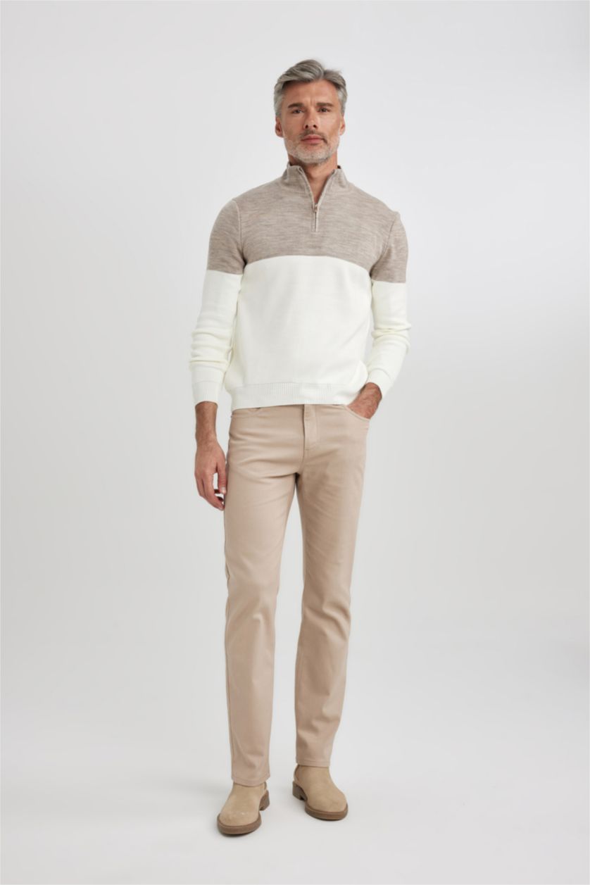 MAN White Slim Fit Dog Collar Knitwear Pullover