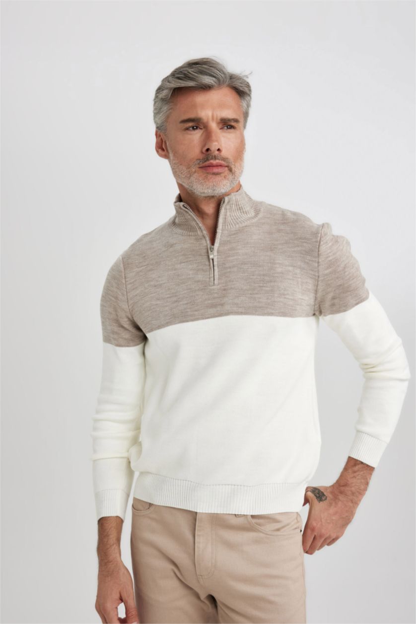 MAN White Slim Fit Dog Collar Knitwear Pullover