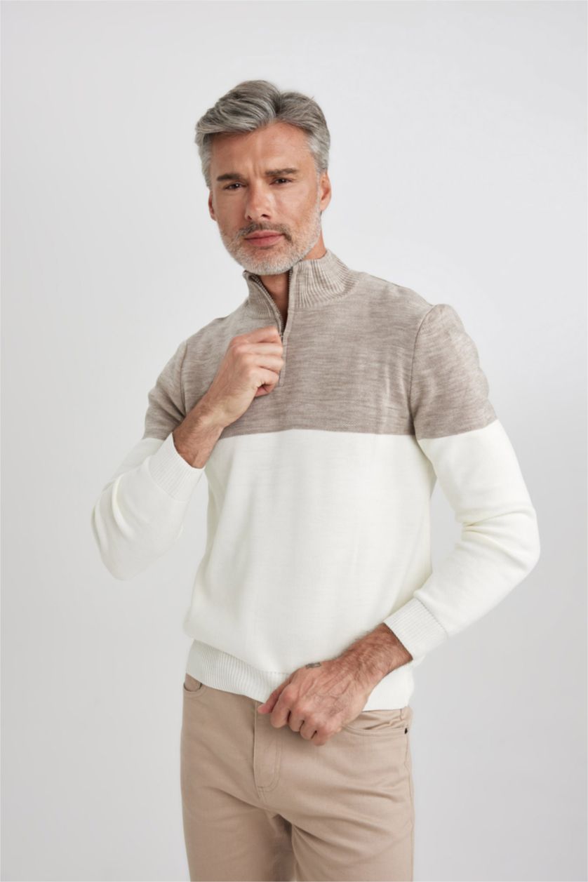 MAN White Slim Fit Dog Collar Knitwear Pullover