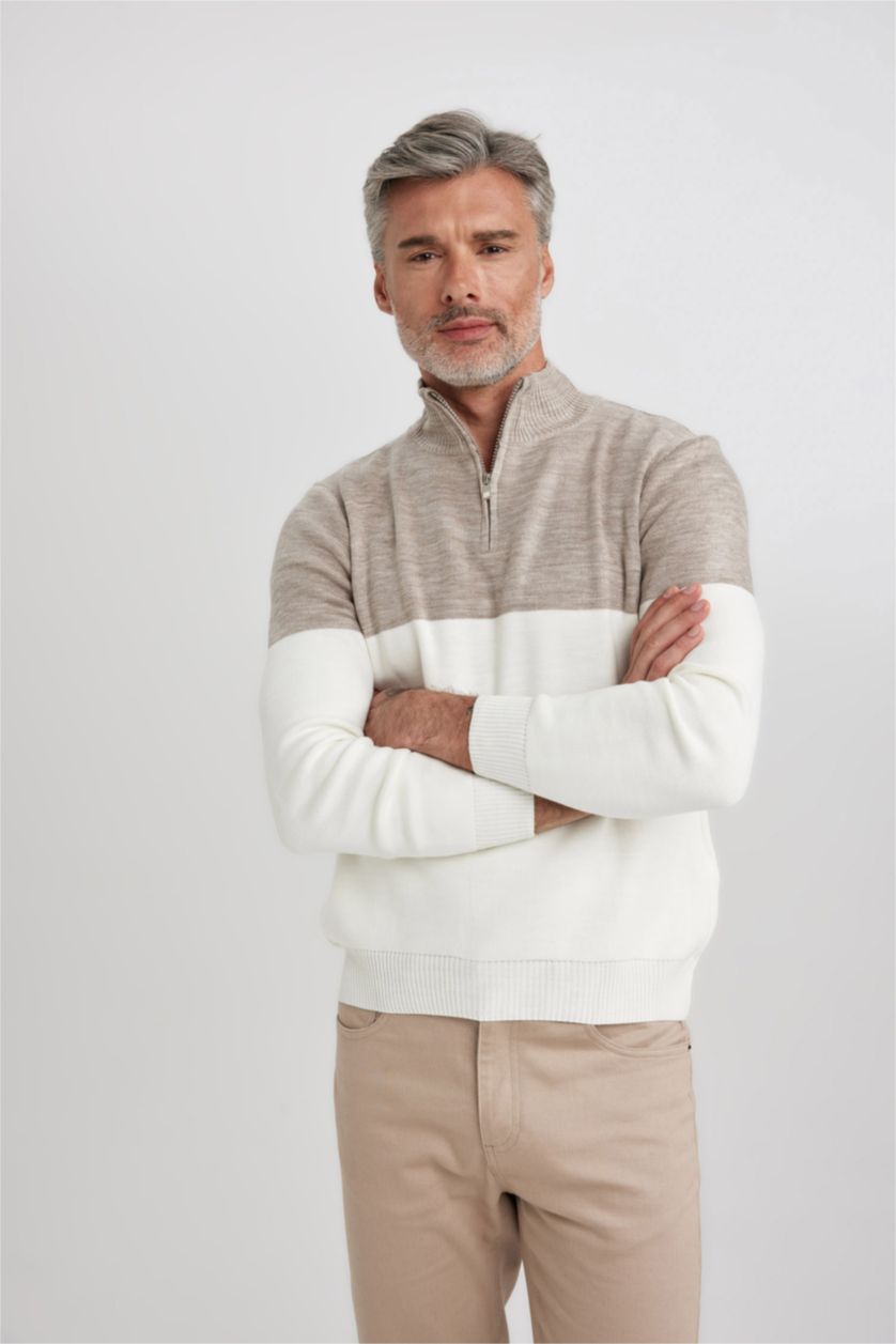 MAN White Slim Fit Dog Collar Knitwear Pullover