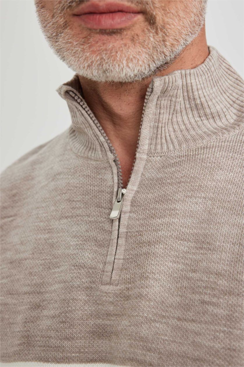 MAN White Slim Fit Dog Collar Knitwear Pullover