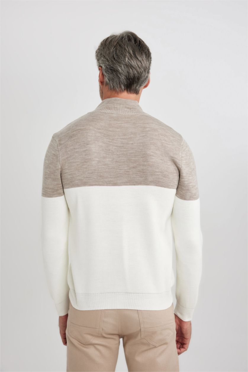 MAN White Slim Fit Dog Collar Knitwear Pullover