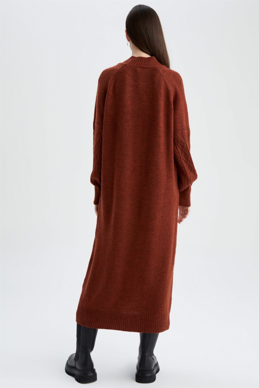 FEMME Marron Robe À Manches Longues En Tricot