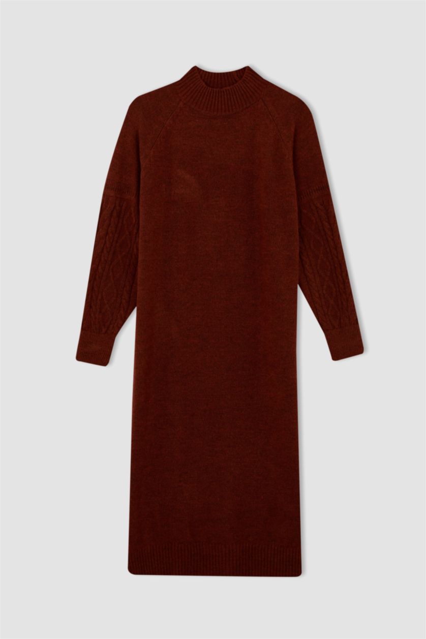 FEMME Marron Robe À Manches Longues En Tricot