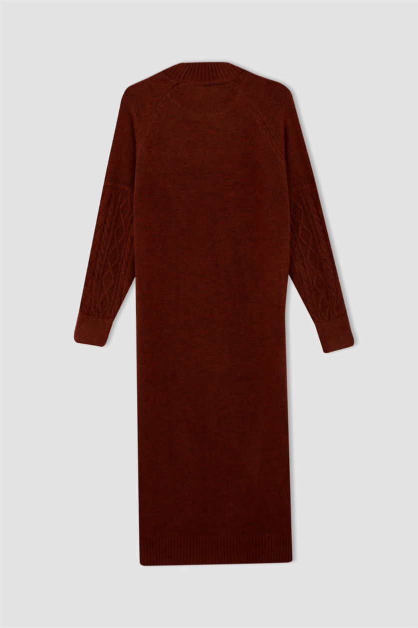 FEMME Marron Robe À Manches Longues En Tricot