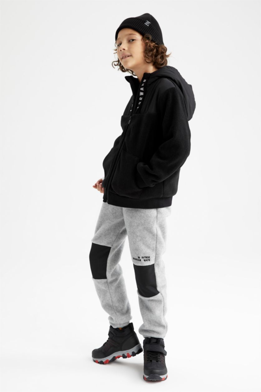 Erkek Çocuk - Genç Erkek Siyah Erkek Çocuk Kapüşonlu Polar Hırka