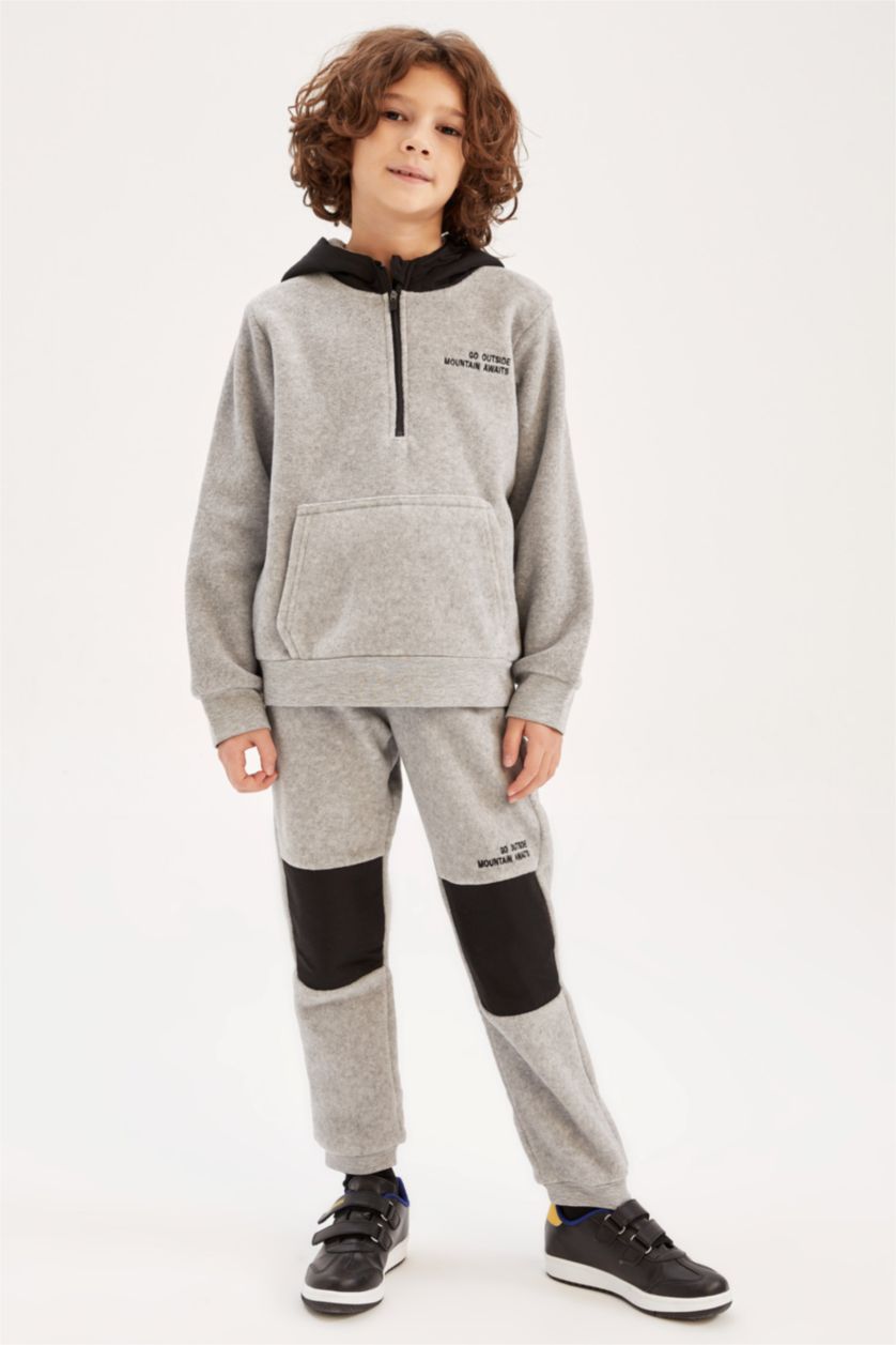 أولاد ميلانج رمادي هودي اولادي بجيب بكابيشون