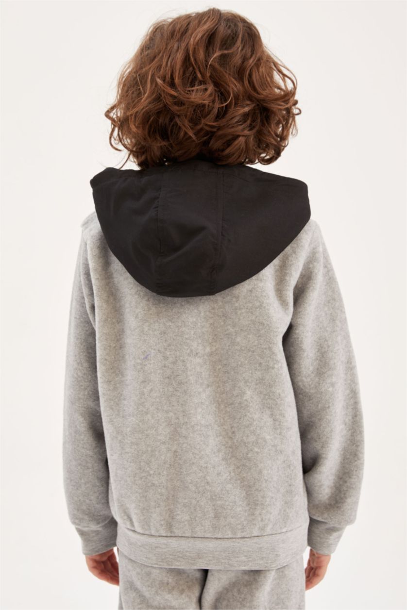 أولاد ميلانج رمادي هودي اولادي بجيب بكابيشون