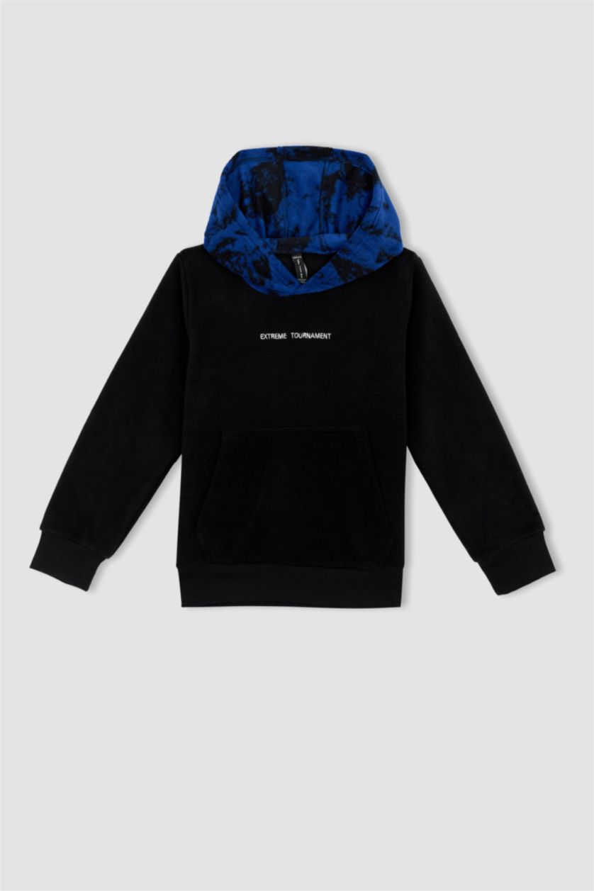 BOYS & TEENS Black Boy Hoodie Kangaroo Pocket Fleece Sweatshirt