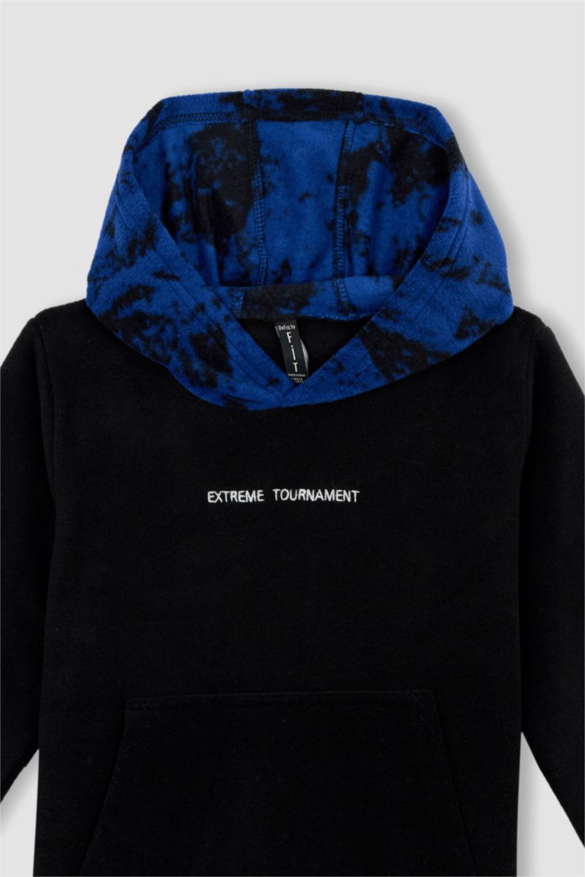 BOYS & TEENS Black Boy Hoodie Kangaroo Pocket Fleece Sweatshirt