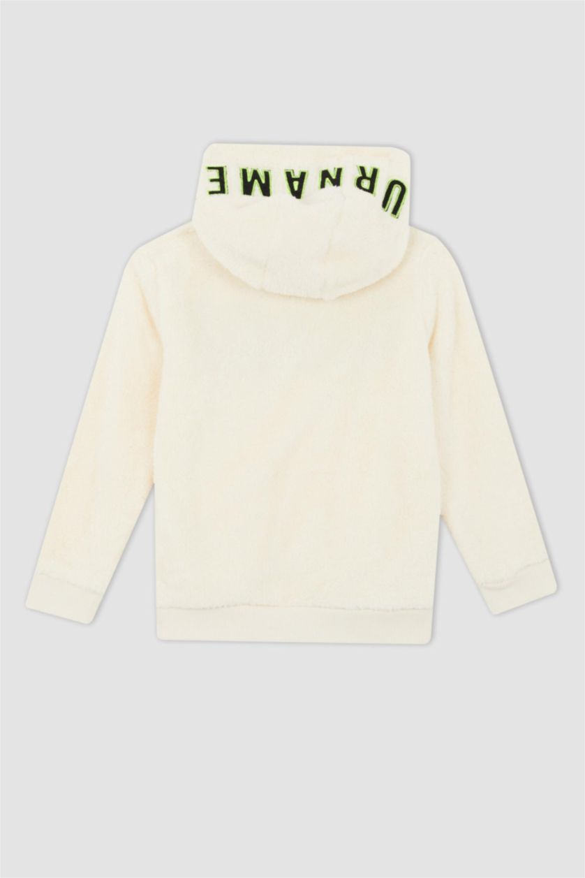 أولاد بيج فاتح سويت شيرت ولادي صوفي بقصة عادية بغطاء للرأس بجيب الكنغر