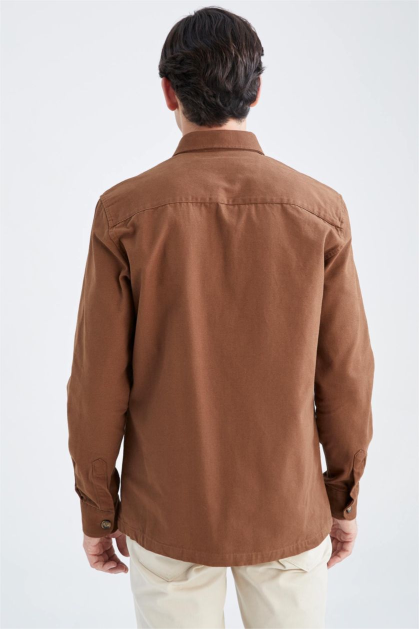 MAN Brown Regular Fit Polo Neck Long Sleeve Shirt