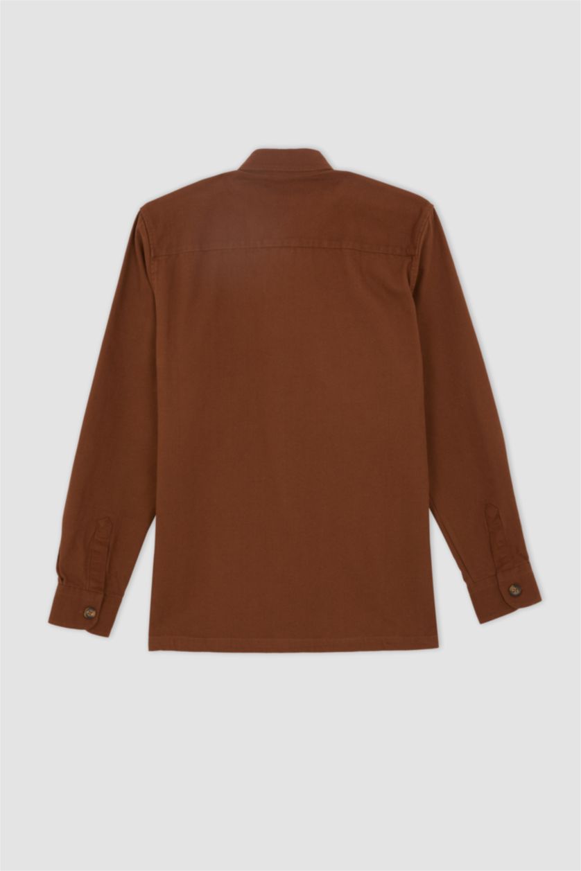 MAN Brown Regular Fit Polo Neck Long Sleeve Shirt