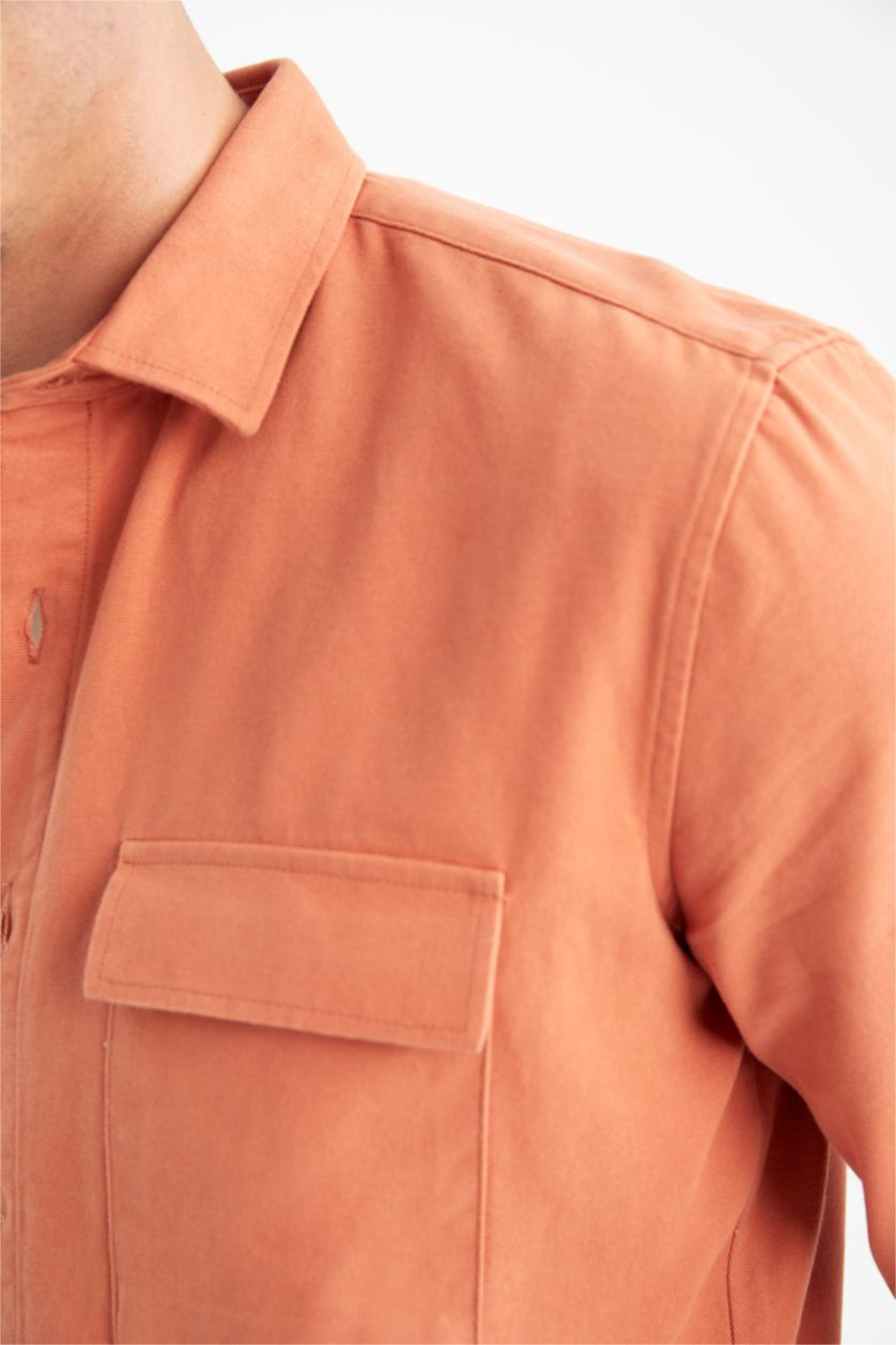 MAN Orange Regular Fit Polo Collar Long Sleeve Shirt