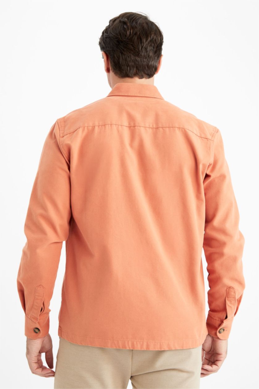 MAN Orange Regular Fit Polo Collar Long Sleeve Shirt