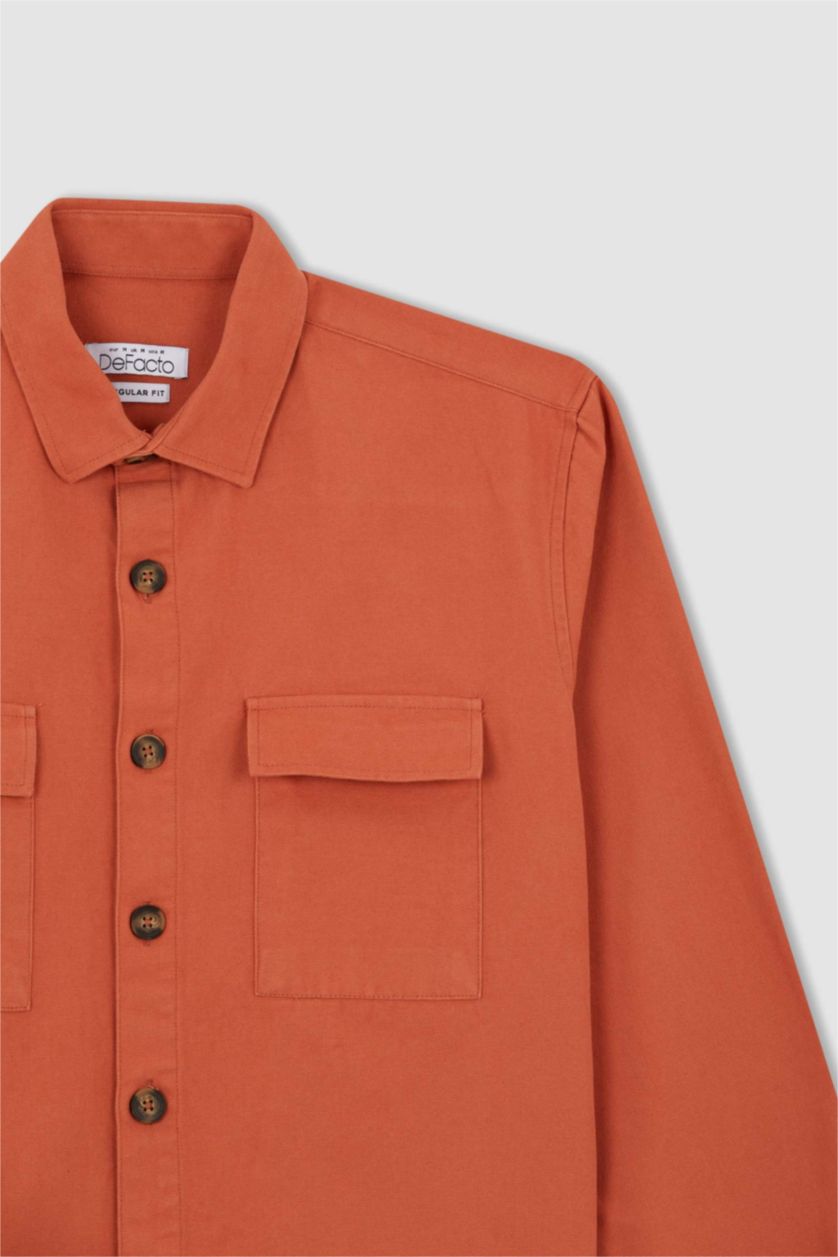 MAN Orange Regular Fit Polo Collar Long Sleeve Shirt