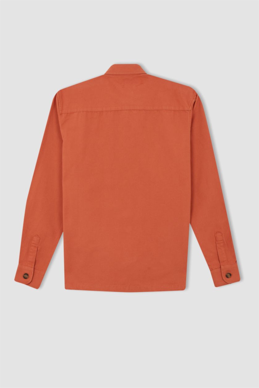 MAN Orange Regular Fit Polo Collar Long Sleeve Shirt