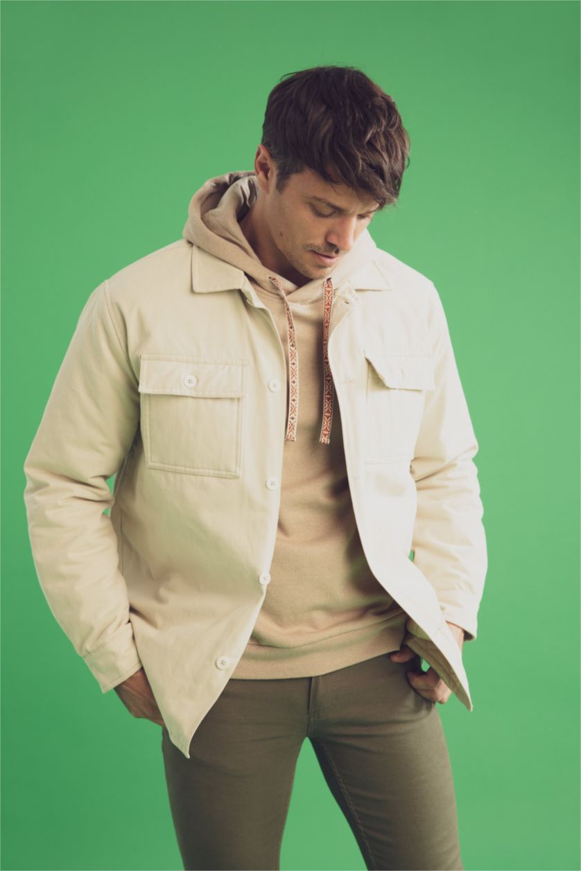 HOMME Beige Chemises à manches longues Coupe décontractée Col Polo