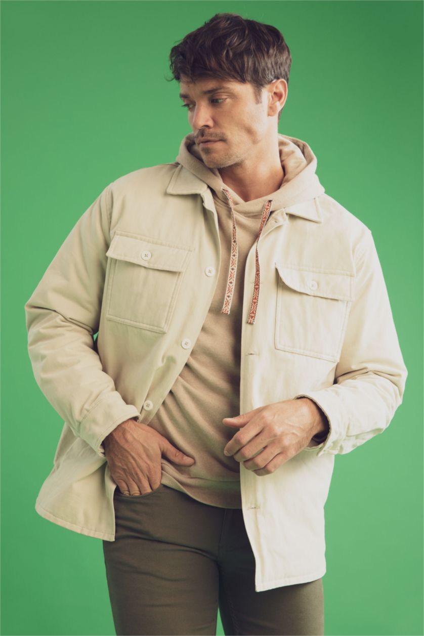 HOMME Beige Chemises à manches longues Coupe décontractée Col Polo