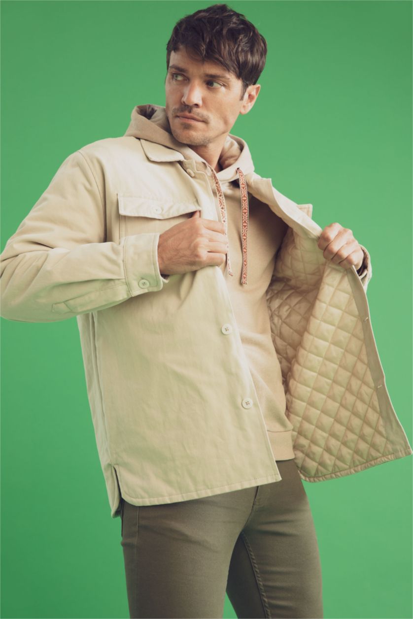 HOMME Beige Chemises à manches longues Coupe décontractée Col Polo