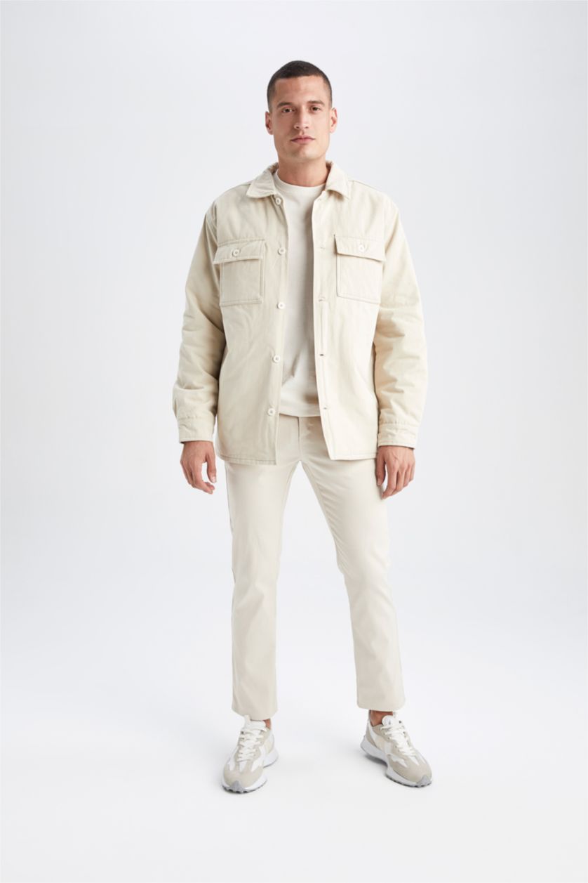 HOMME Beige Chemises à manches longues Coupe décontractée Col Polo