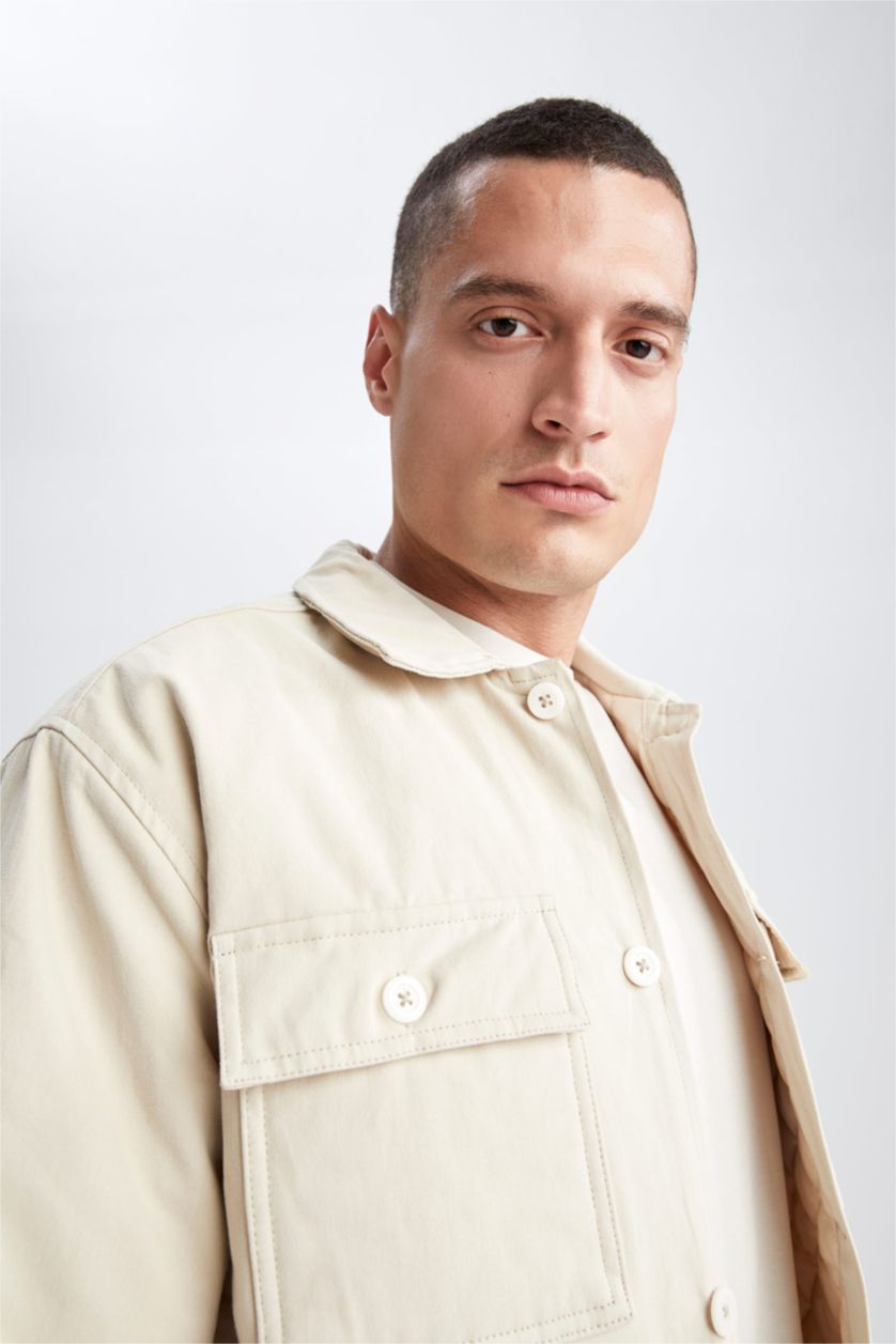 HOMME Beige Chemises à manches longues Coupe décontractée Col Polo