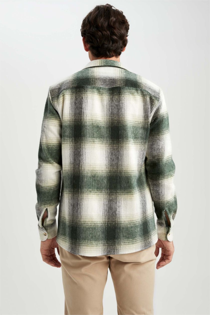 HOMME Kaki Clair Polo À Manches Longues Coupe Moderne