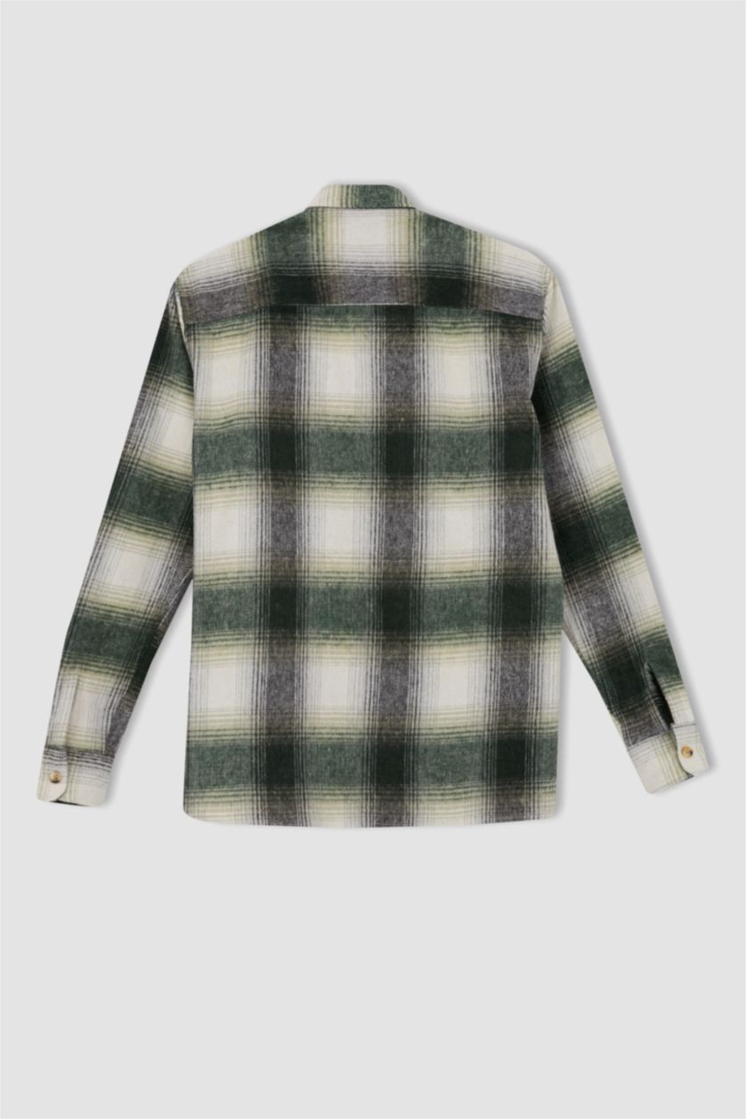 HOMME Kaki Clair Polo À Manches Longues Coupe Moderne