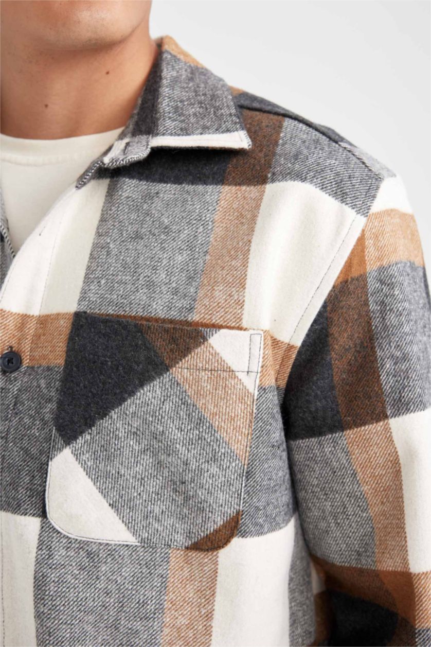 Erkek Antrasit Relax Fit Oduncu Uzun Kollu Gömlek