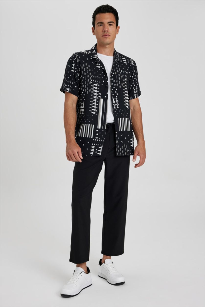 رجال أسود سروال تشينو قصة مريحة