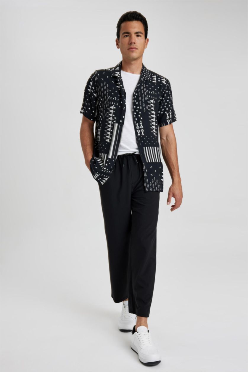 رجال أسود سروال تشينو قصة مريحة