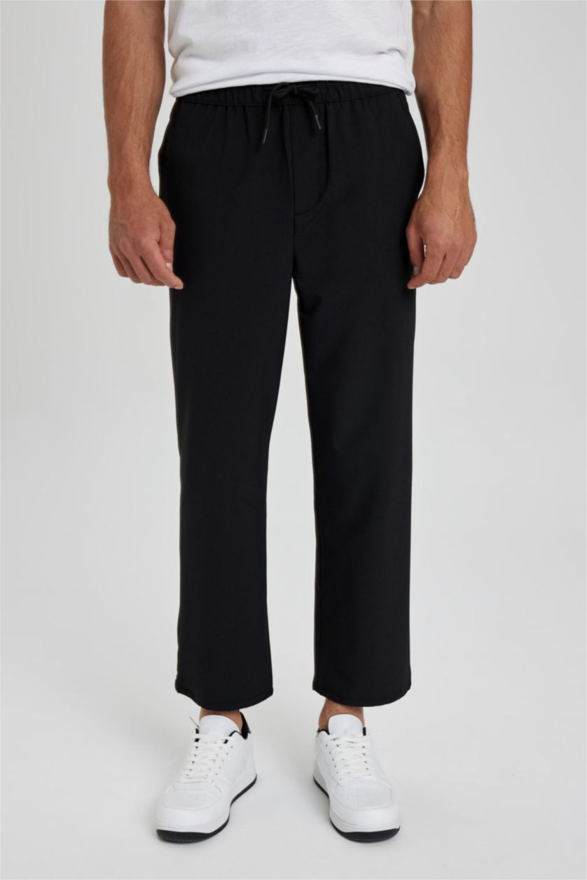 رجال أسود سروال تشينو قصة مريحة