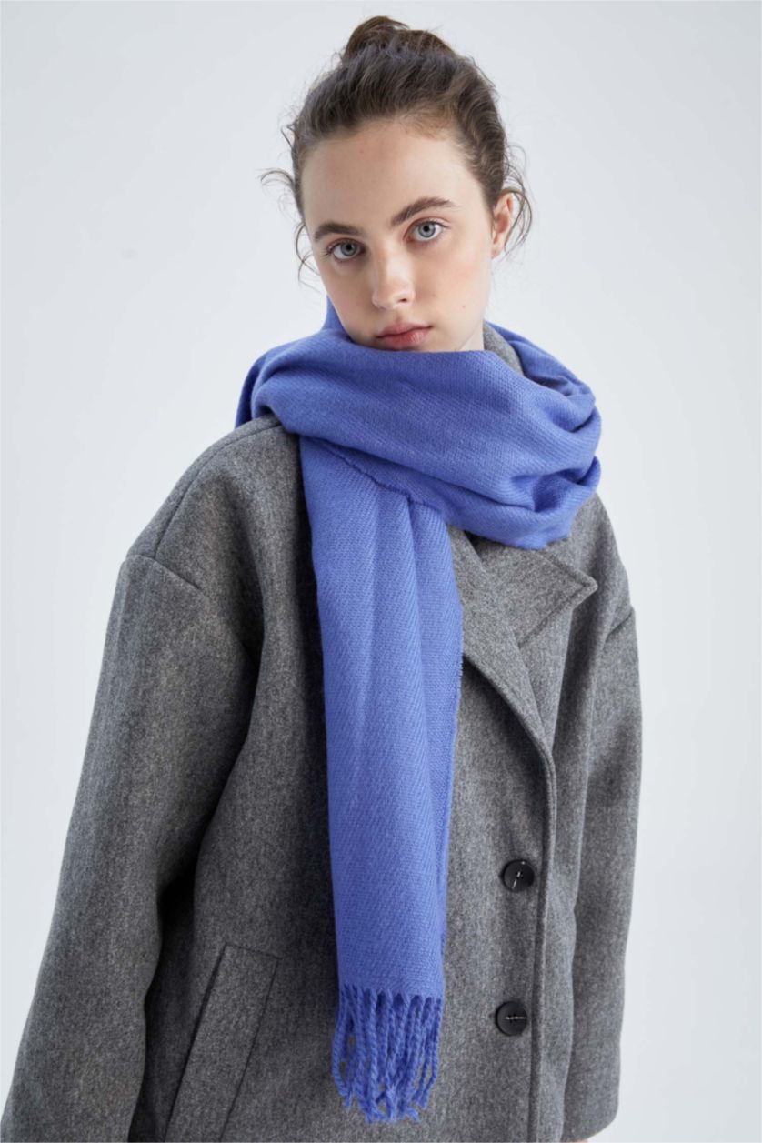 WOMAN Blue Women's Basic Tasseled Scarf