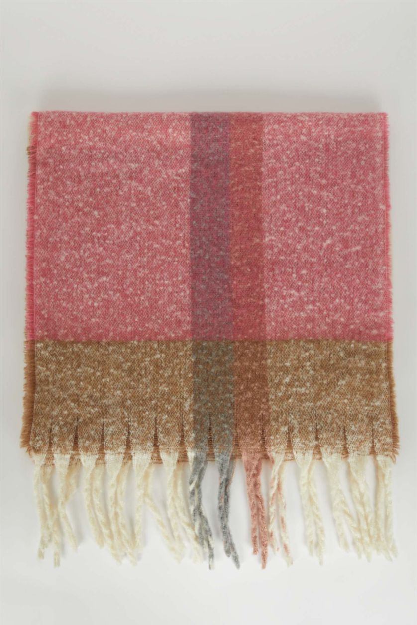 WOMAN Light Brown Women Patterned Tassel Scarf