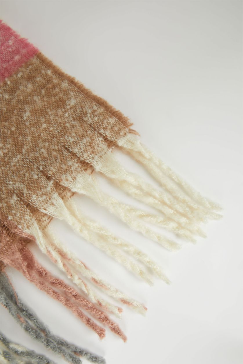 WOMAN Light Brown Women Patterned Tassel Scarf