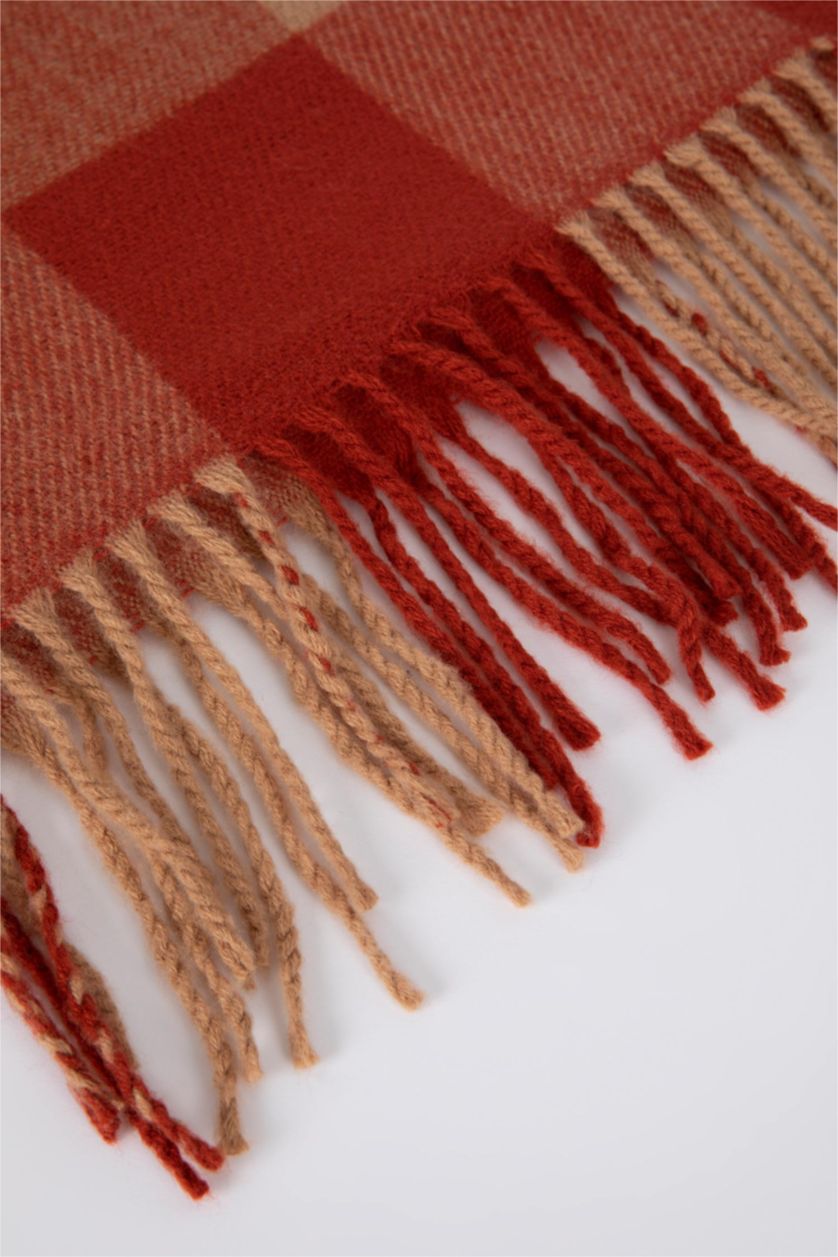 Kadın Pembe Kadın Kare Desenli Atkı