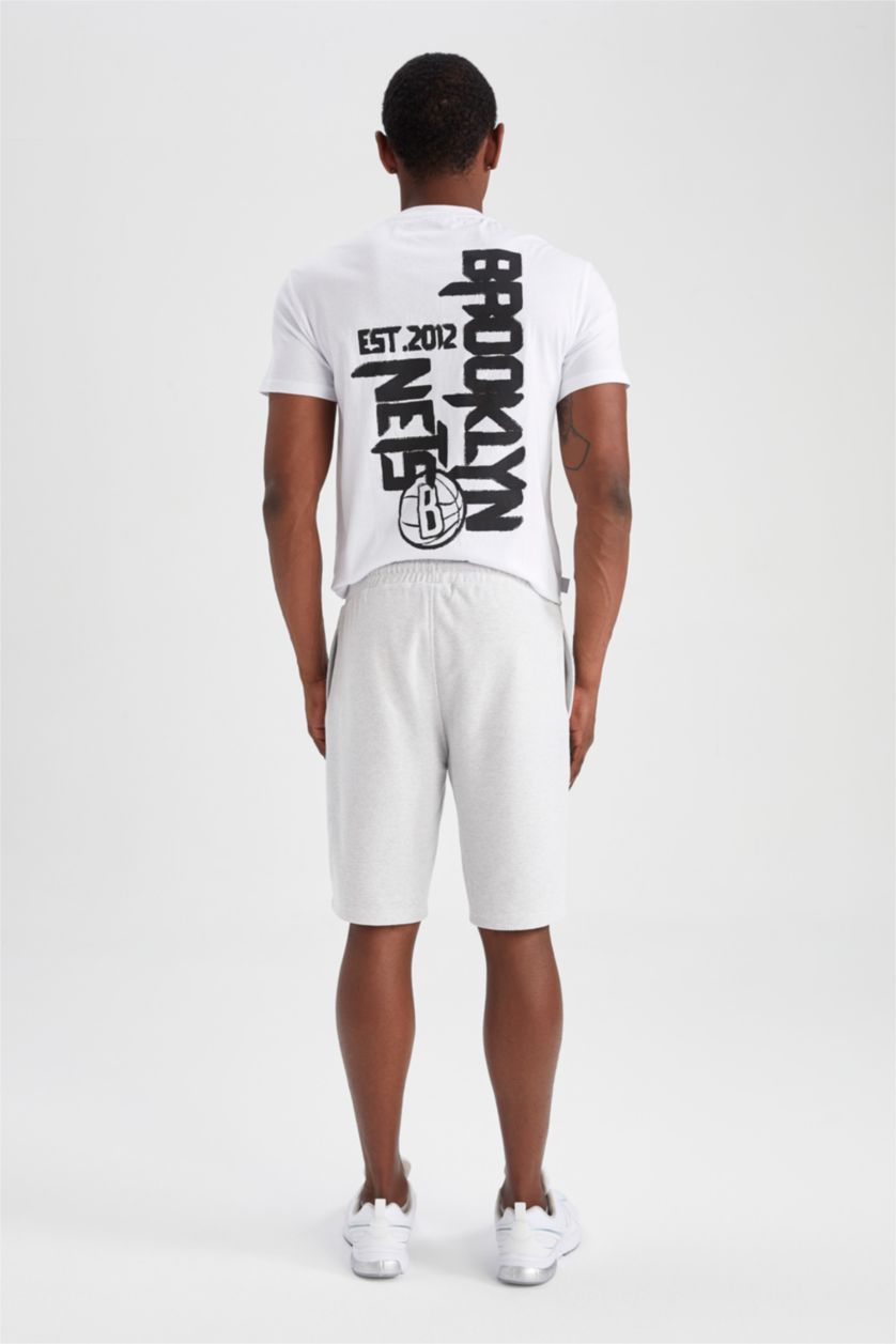 Мужчины Серый меланж Шорты стандартного кроя NBA Brooklyn Nets, DeFactoFit