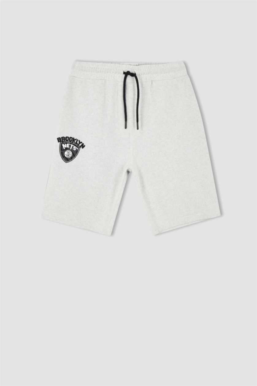 Мужчины Серый меланж Шорты стандартного кроя NBA Brooklyn Nets, DeFactoFit