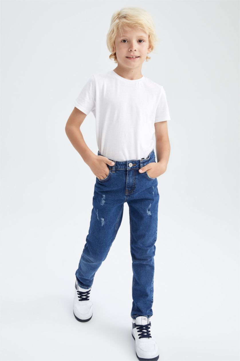 BOYS & TEENS Dark Blue بنطلون جينز سليم فيت
