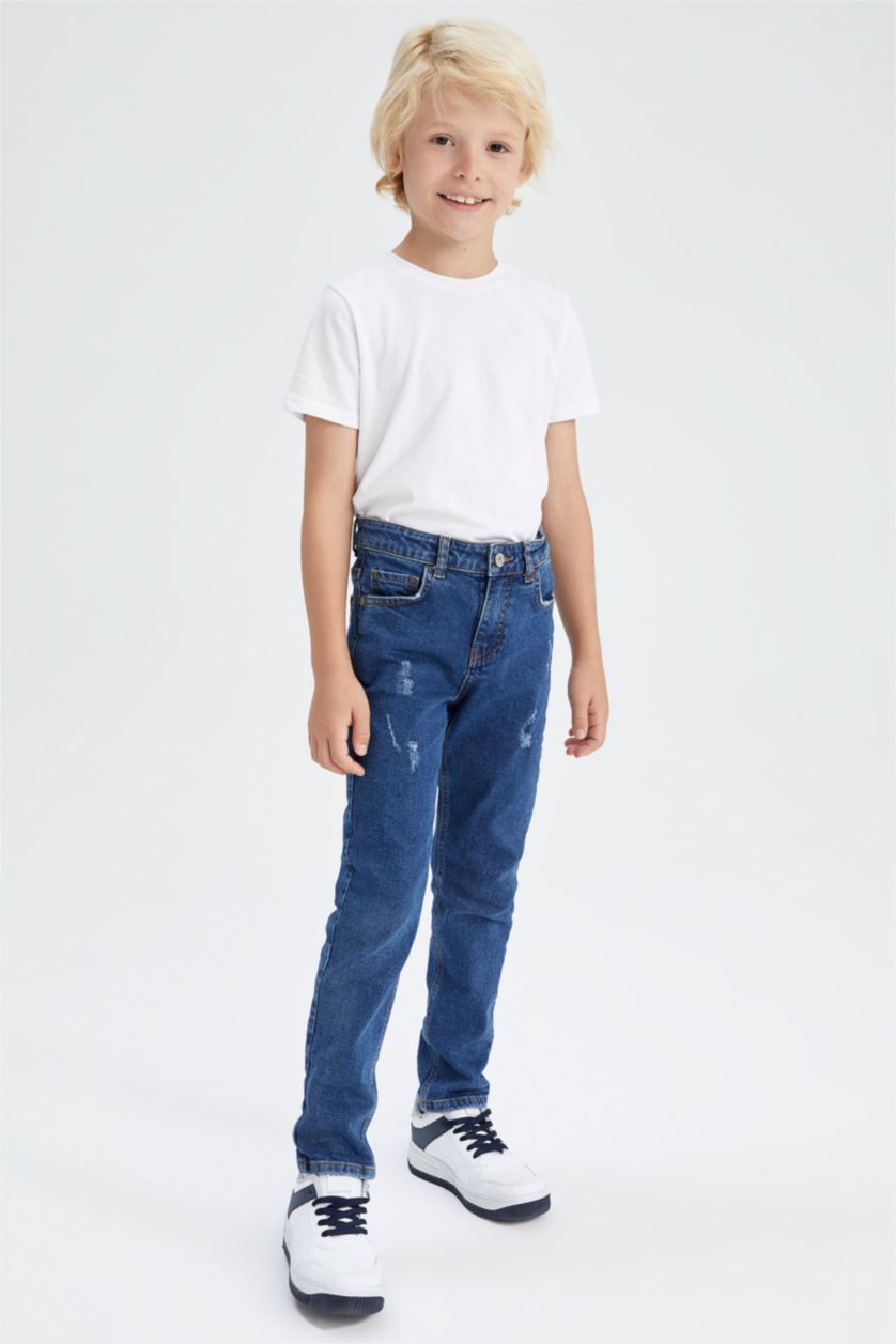 BOYS & TEENS Dark Blue بنطلون جينز سليم فيت