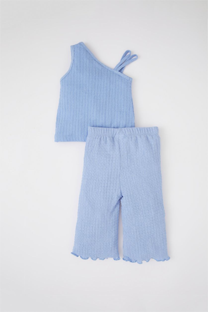 BÉBÉ FILLE BLEU Clair Ensemble pantalon et chemisier à une épaule coupe régulière pour bébé fille