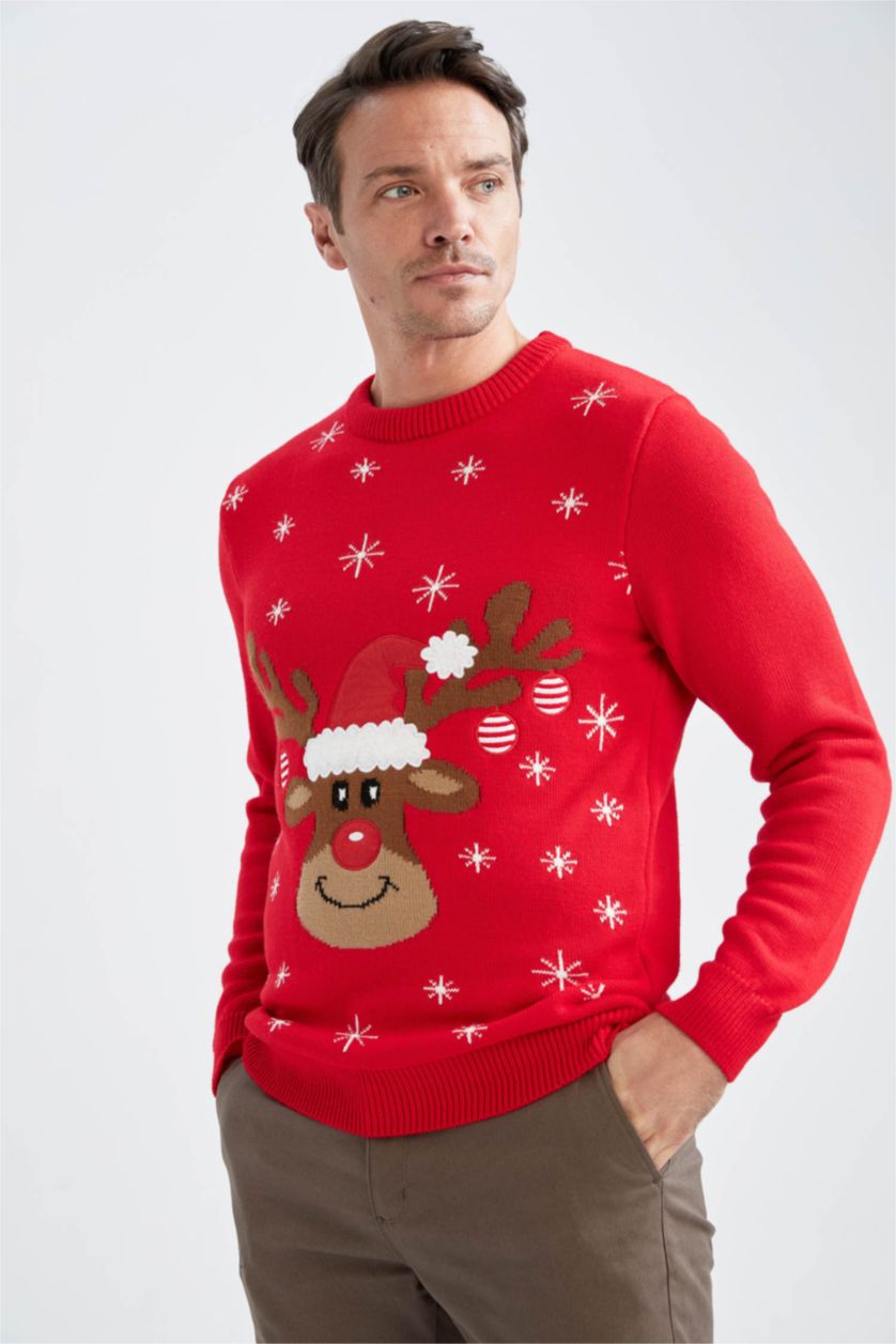 MAN Red Regular Fit Knitwear Pullover