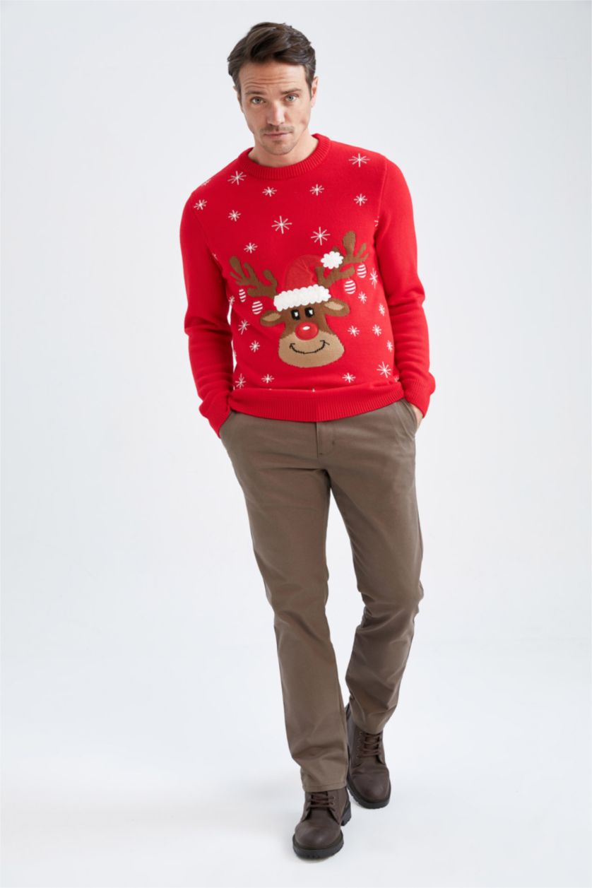 MAN Red Regular Fit Knitwear Pullover