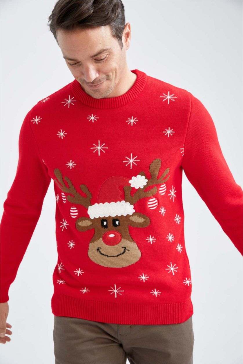 MAN Red Regular Fit Knitwear Pullover