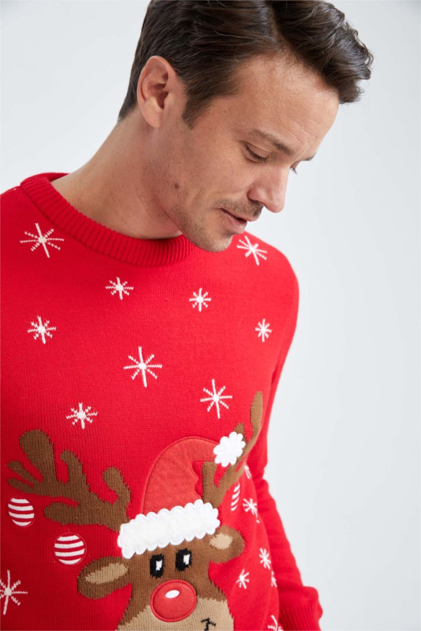 MAN Red Regular Fit Knitwear Pullover
