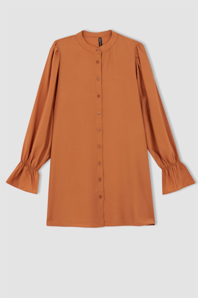 WOMAN Orange Regular Fit Crew Neck Long Sleeve Tunic